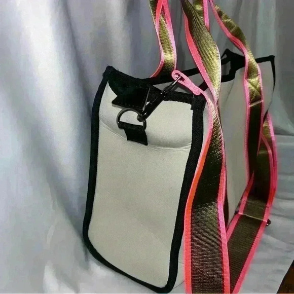 HAUTE SHORE ISLA TOTE - SWANK In A Tan, Goldfish-green And Hot Pink Colors. EUC! - Picture 4 of 13